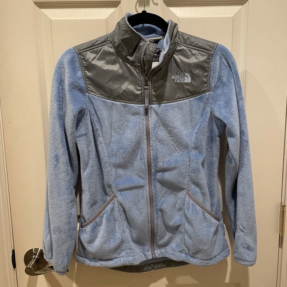 Girls North Face light blue fleece jacket size L